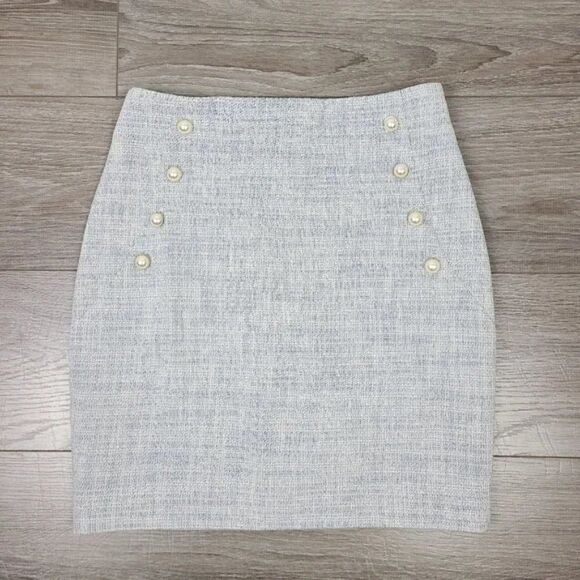 𝅺generation Love Blue & White Tweed Linen Adi Mini Skirt Size XS - Picture 10 of 16